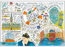 Postkarte - Hamburg Sketch